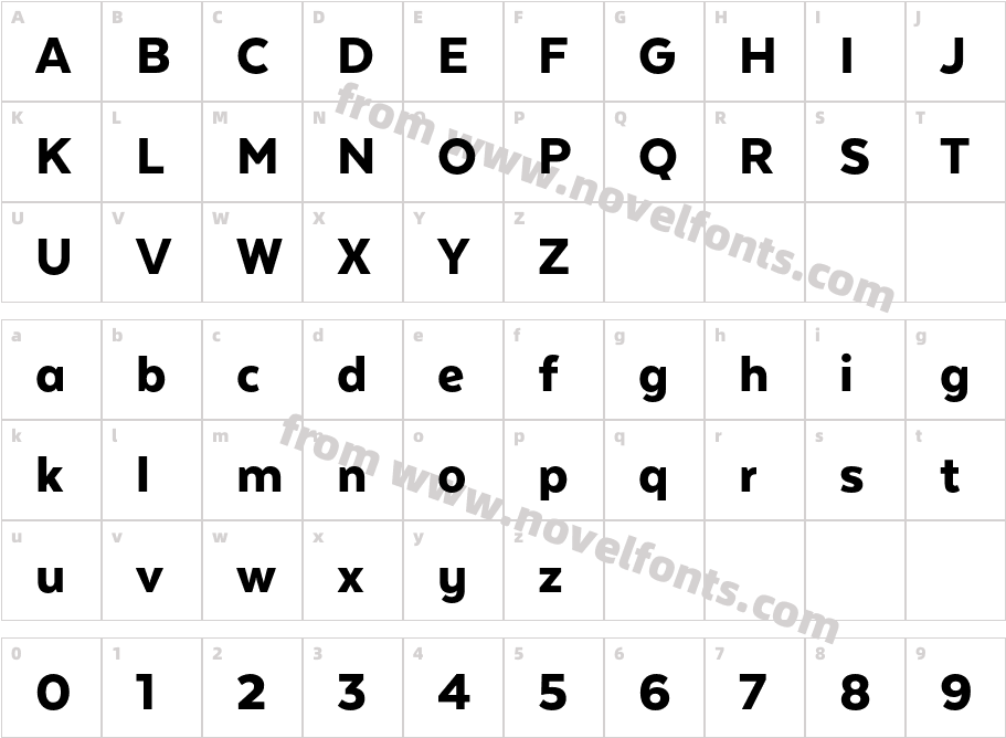 Texta Pro Alt W05 HeavyCharacter Map
