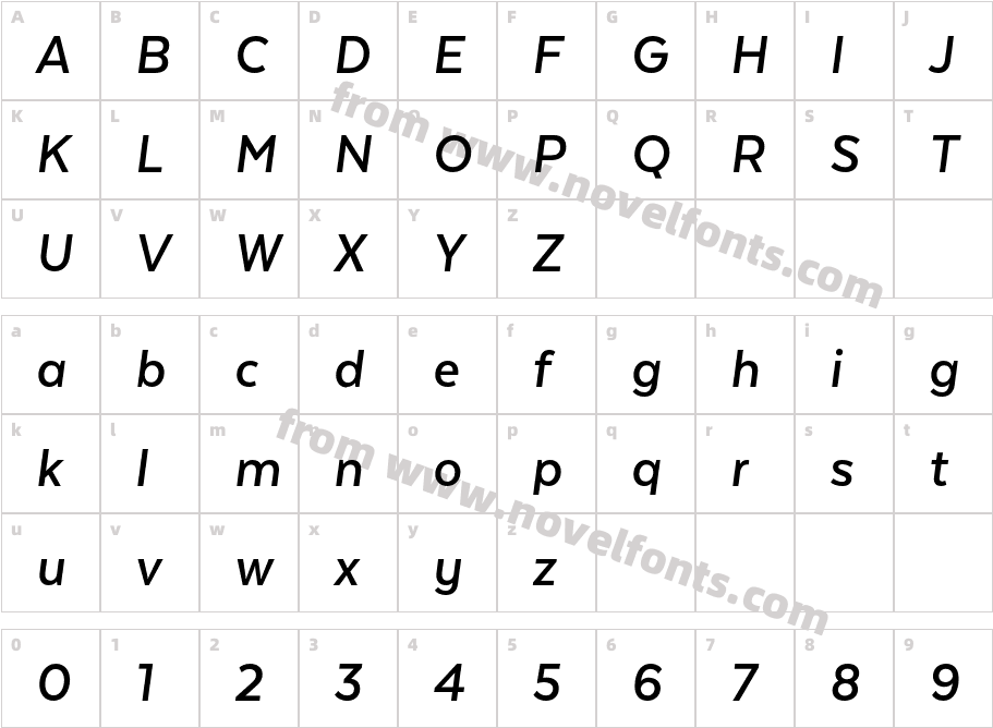 Texta W05 Bold ItCharacter Map