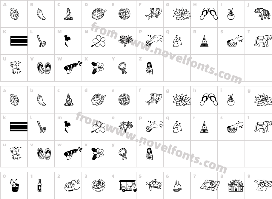 Thailand RegularCharacter Map