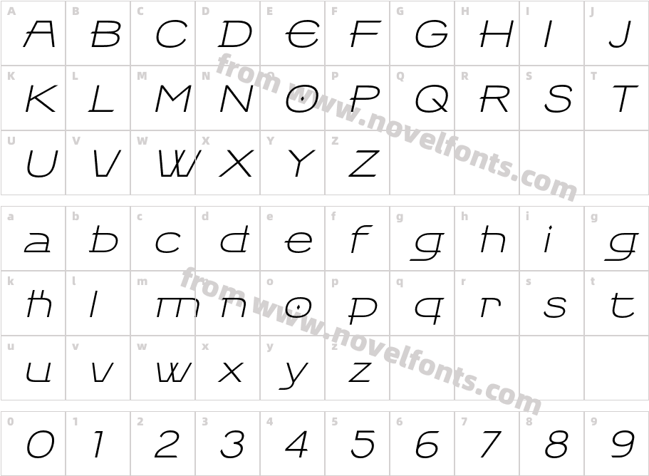 Thanom ItalicCharacter Map