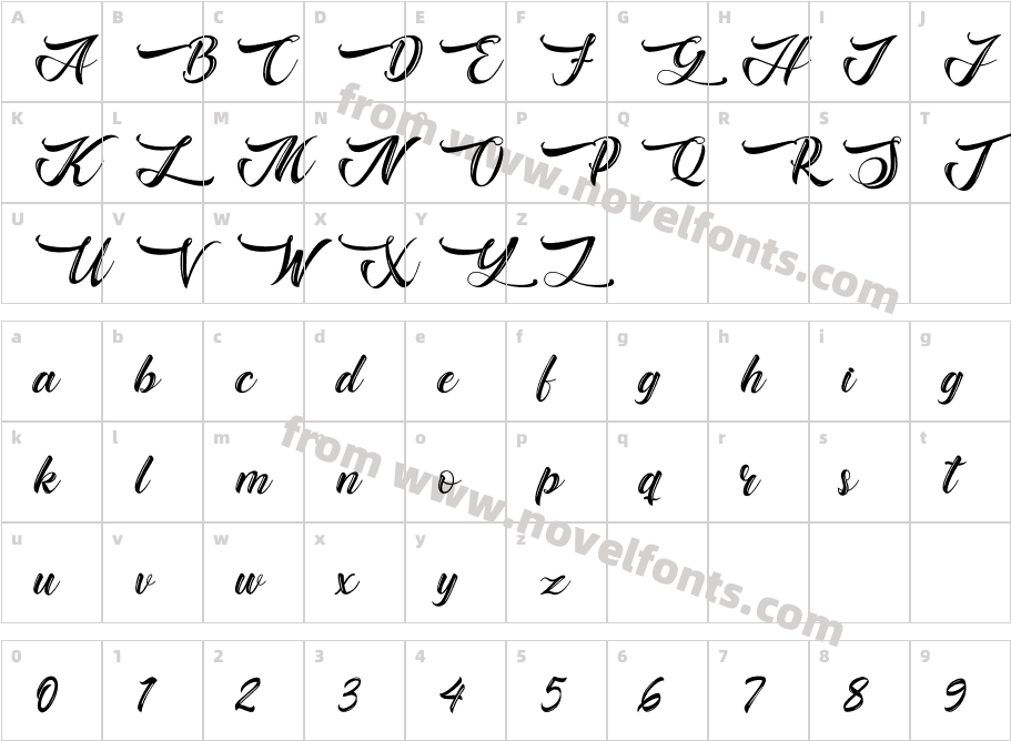 The Baghotta Script RegularCharacter Map