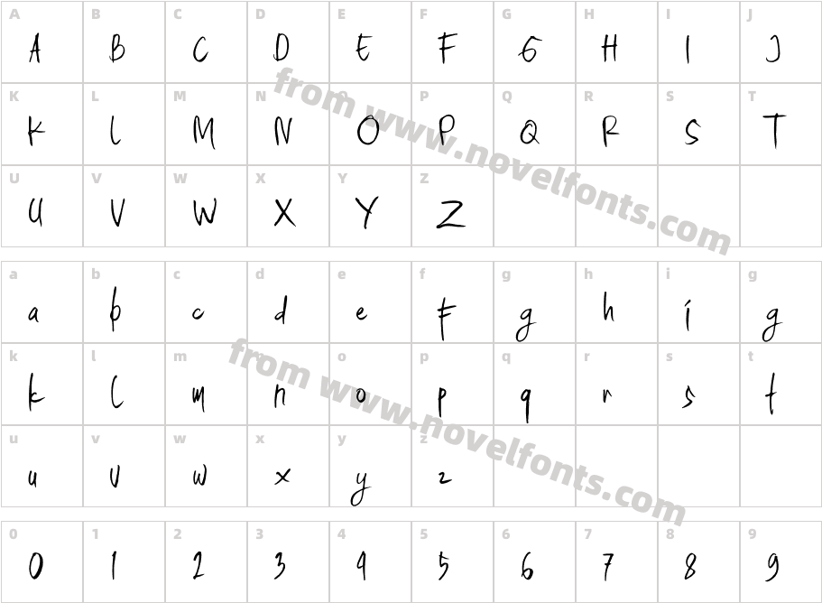 The Darkthing Demo FontCharacter Map