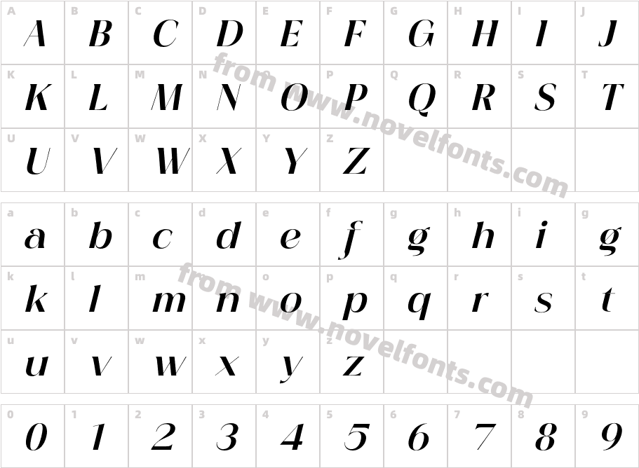 The Jakarta Italic ItalicCharacter Map