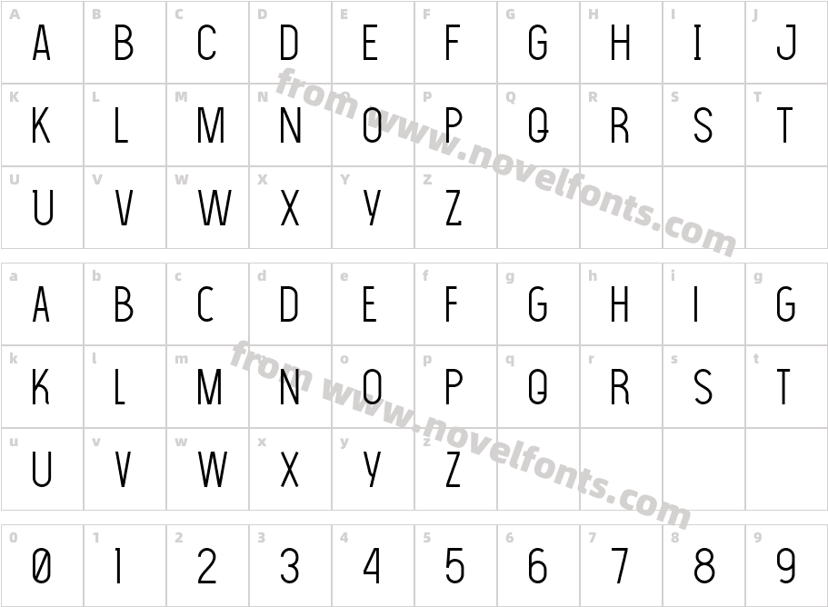 The Light FontCharacter Map