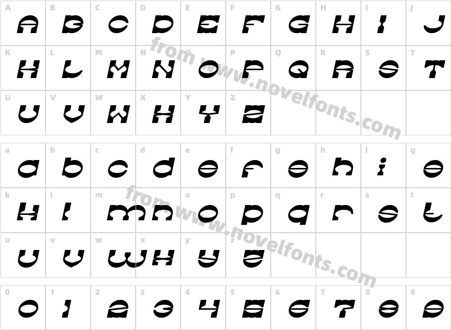 The Machine Gun Bold ItalicCharacter Map