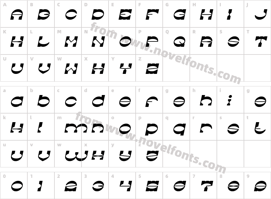 The Machine Gun ItalicCharacter Map