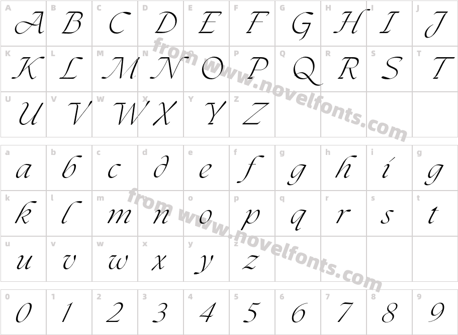 The Seasons Light ItalicCharacter Map