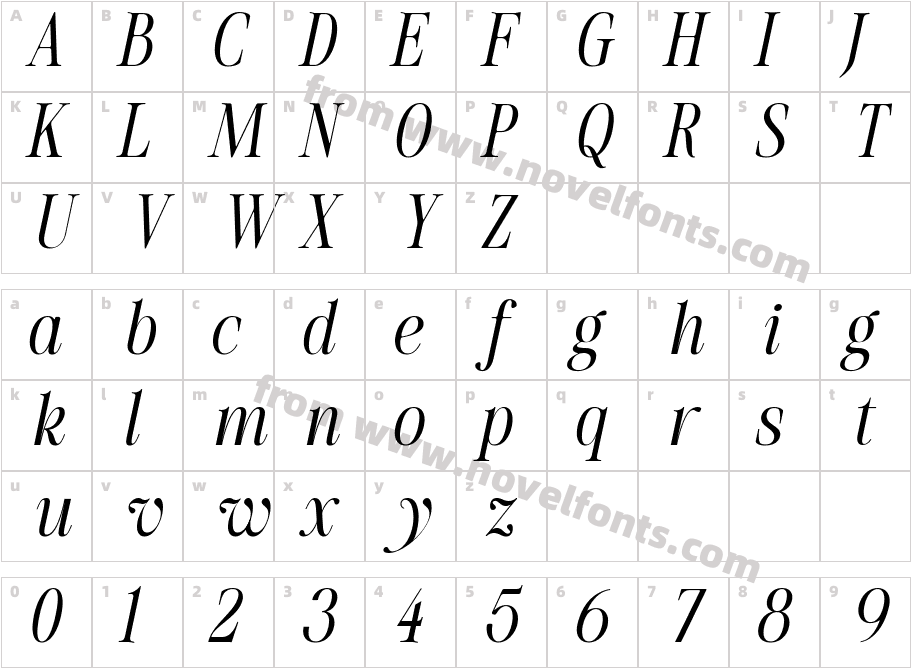 The Silver Editorial ItalicCharacter Map