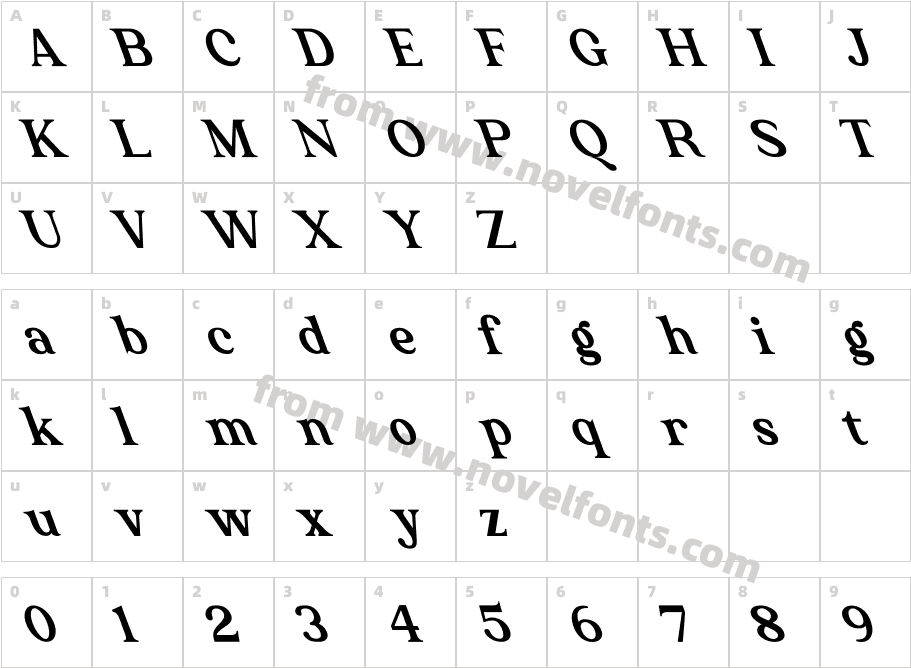 The Texterius ObliqueCharacter Map