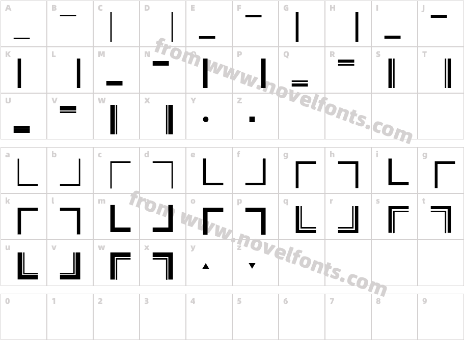 The Voyager Borders RegularCharacter Map