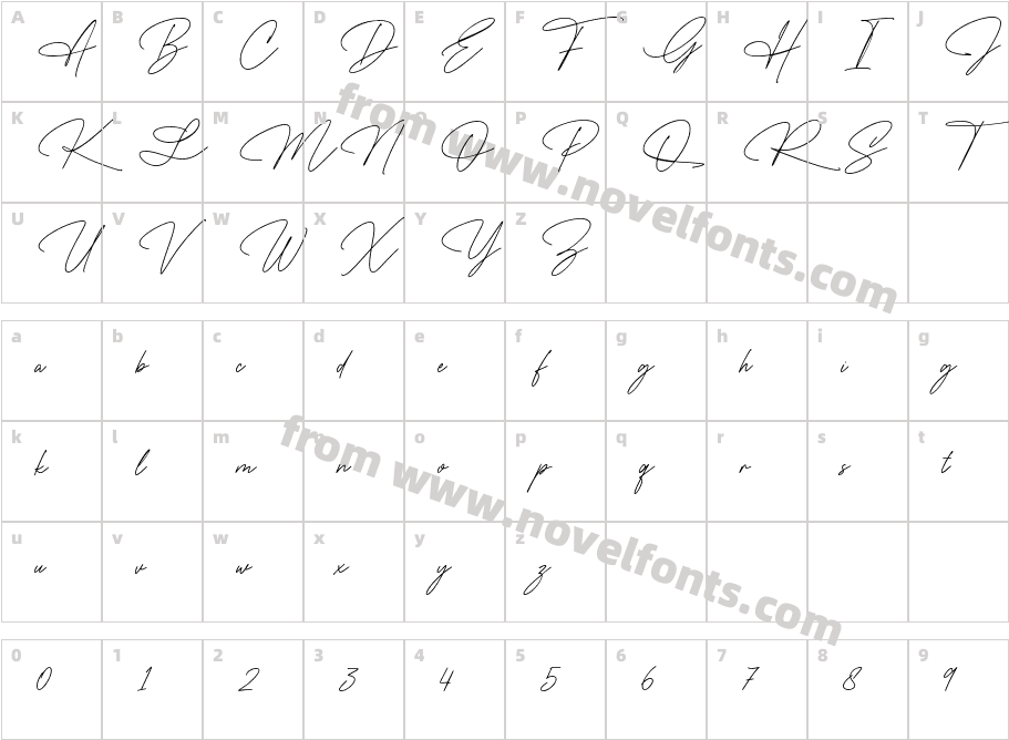 The Wedding Signature RegularCharacter Map