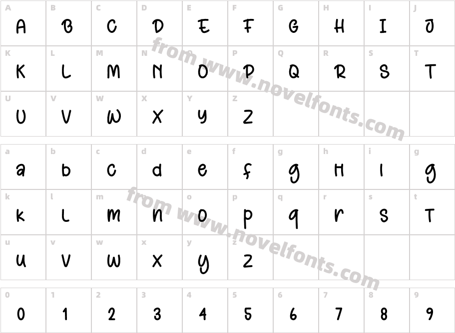 Thick Outline RegularCharacter Map