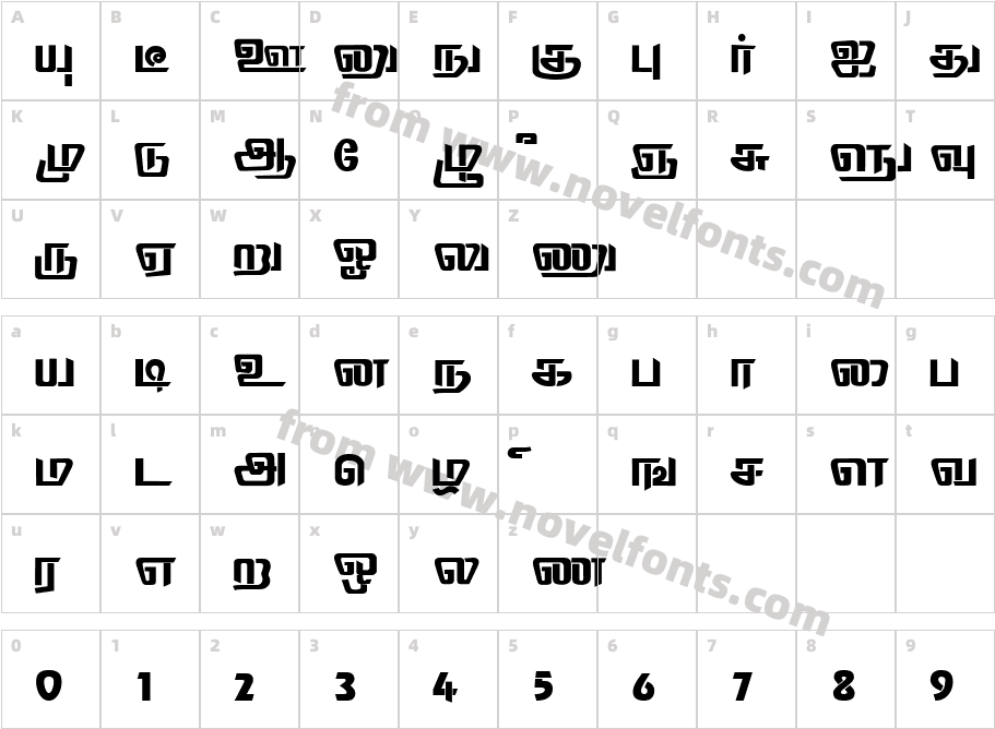 Thodiragam RegularCharacter Map