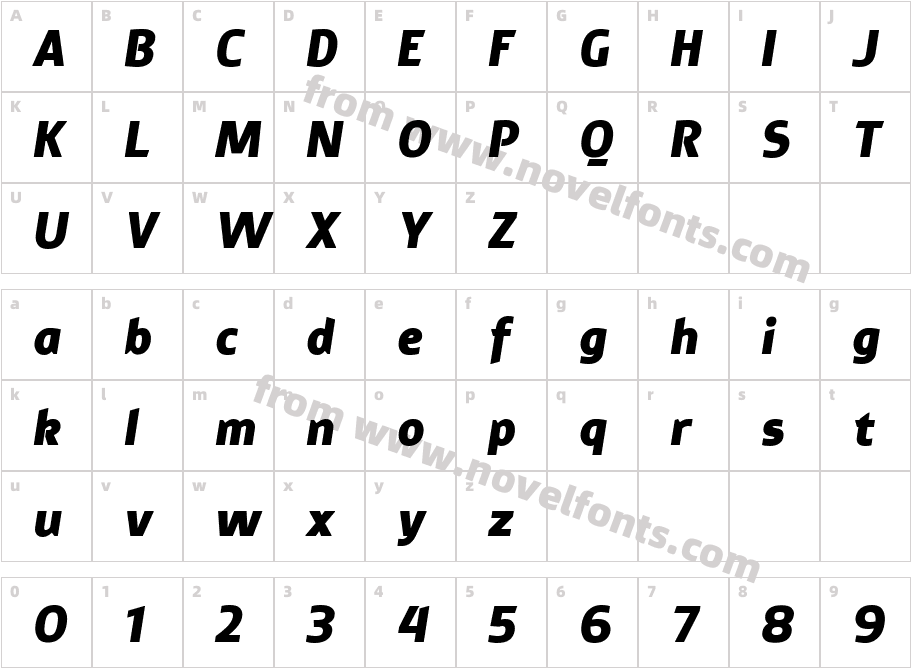 Thrifty Black ItalicCharacter Map