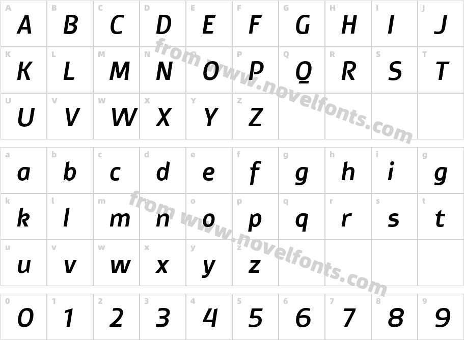 Thrifty Medium ItalicCharacter Map