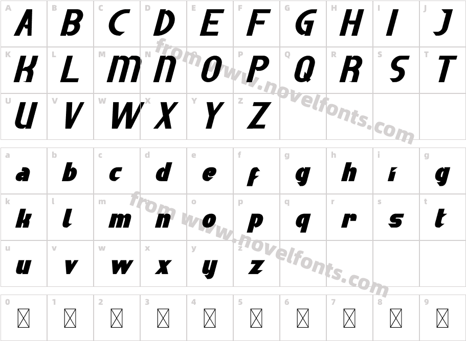 Thumpers Bold ItalicCharacter Map