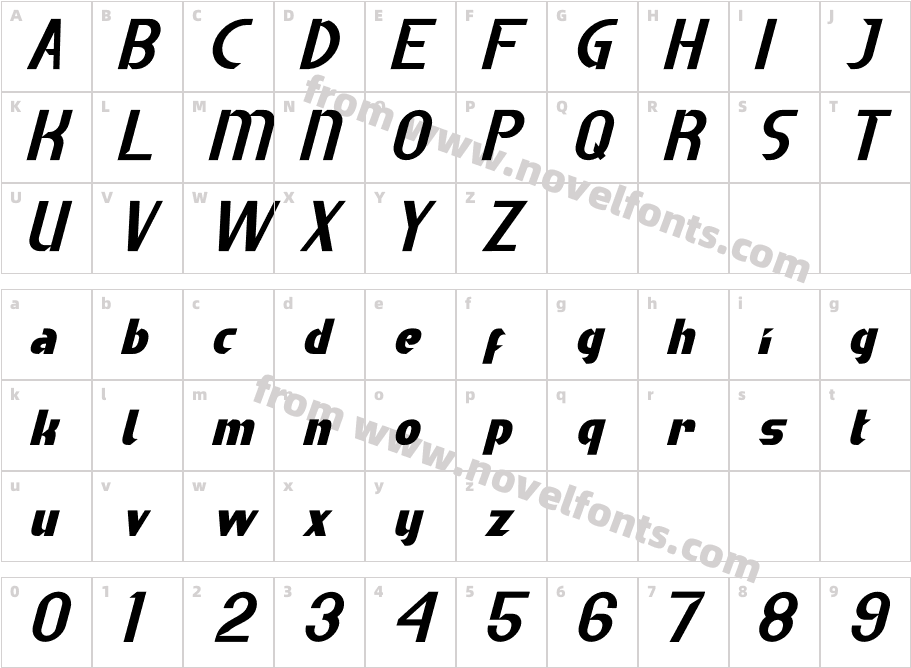 Thumpers ItalicCharacter Map