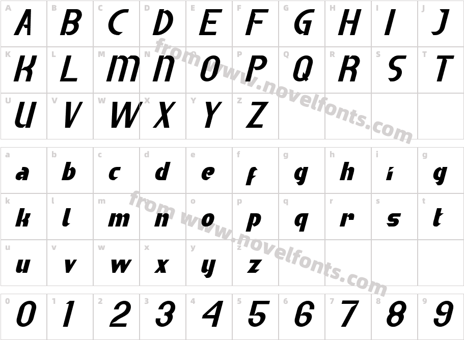 Thumpers ItalicCharacter Map