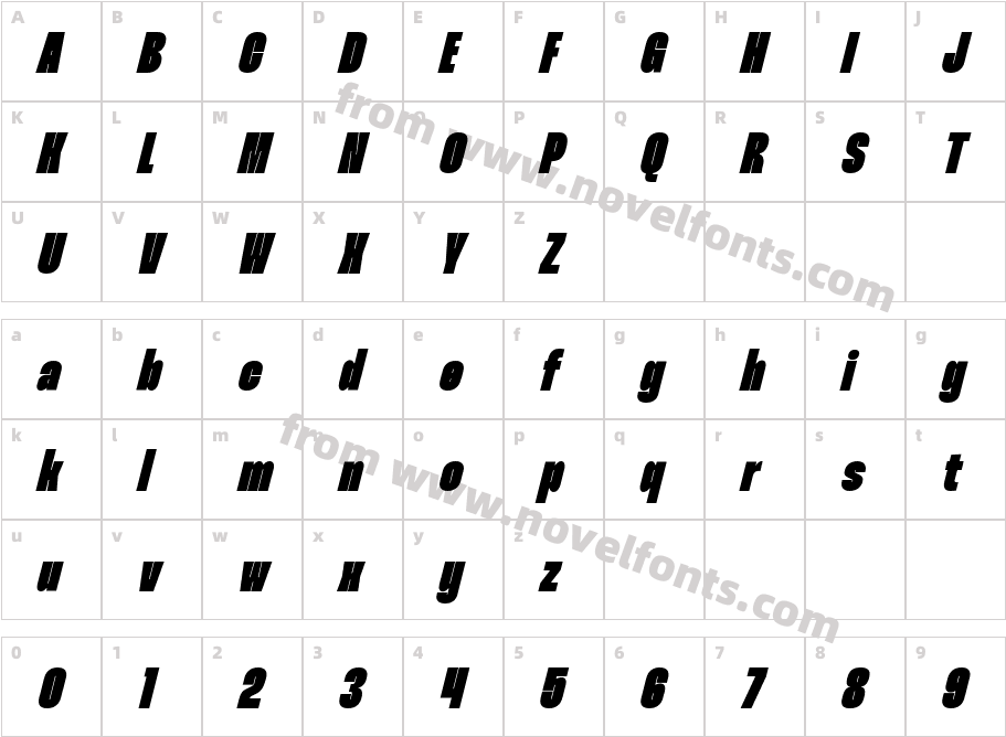 Thunder Black LC ItalicCharacter Map