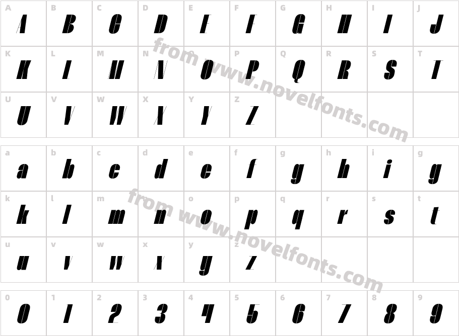 Thunder BlackHC ItalicCharacter Map