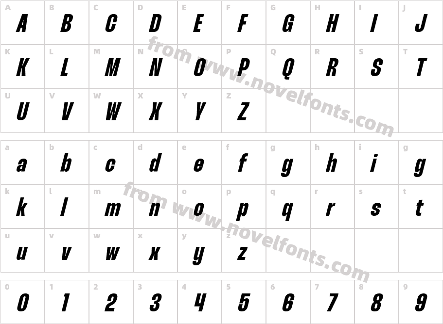 Thunder Bold LC ItalicCharacter Map