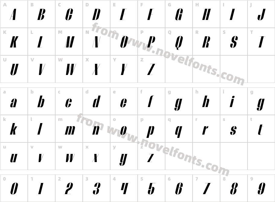 Thunder BoldHC ItalicCharacter Map