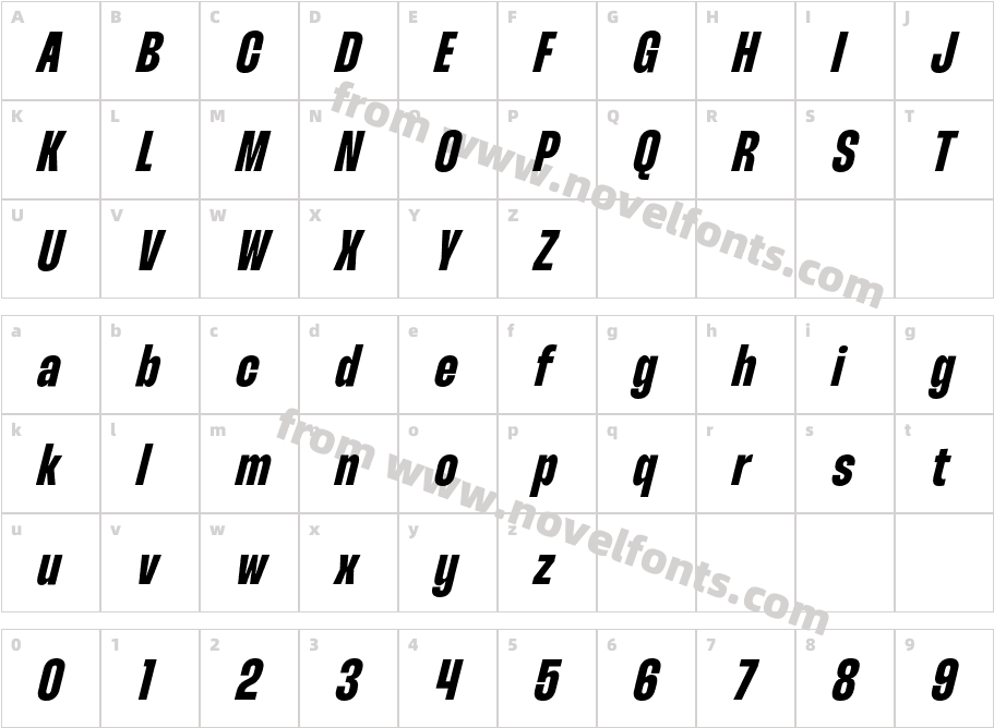 Thunder BoldLC ItalicCharacter Map