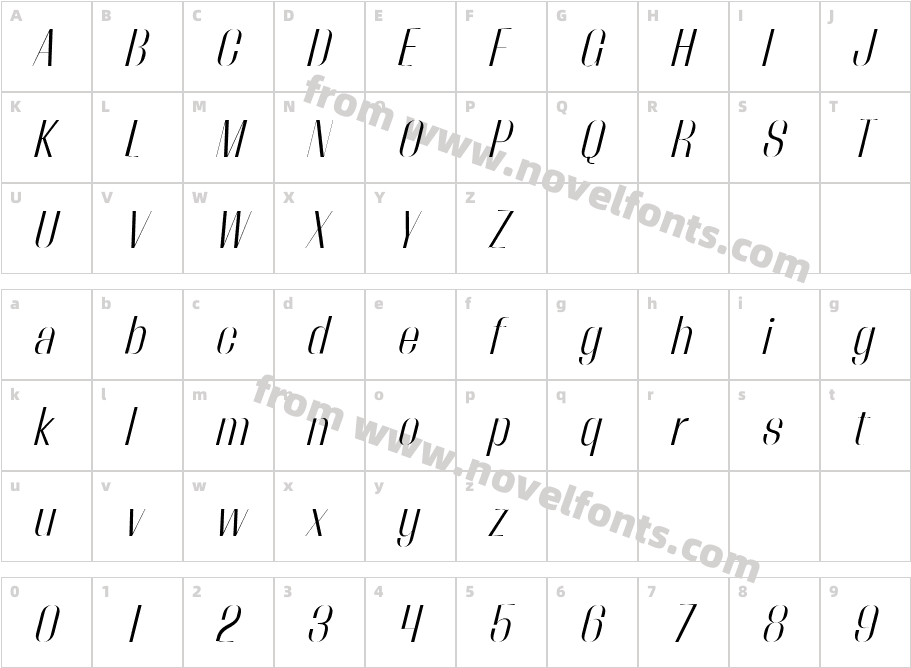 Thunder Light HC ItalicCharacter Map