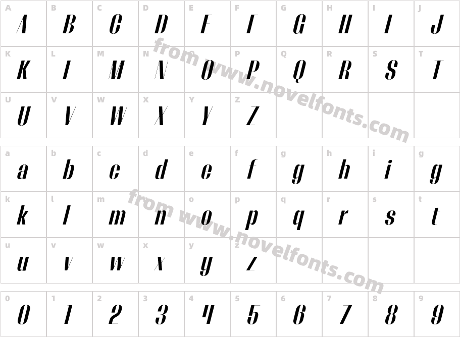 Thunder SemiboldHC ItalicCharacter Map