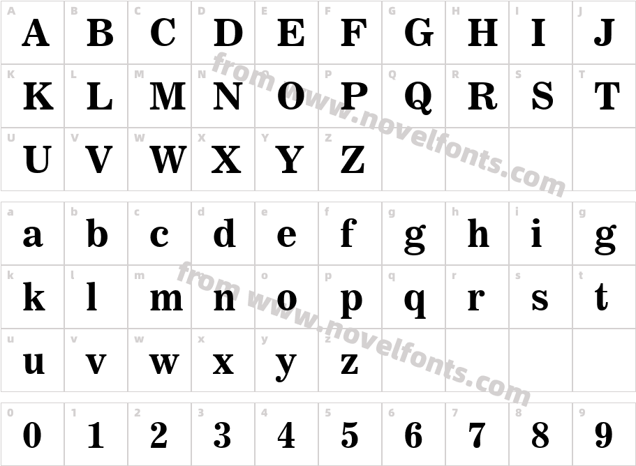 News706 BT BoldCharacter Map