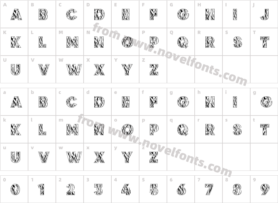 Tiger Skin Font 1 RegularCharacter Map