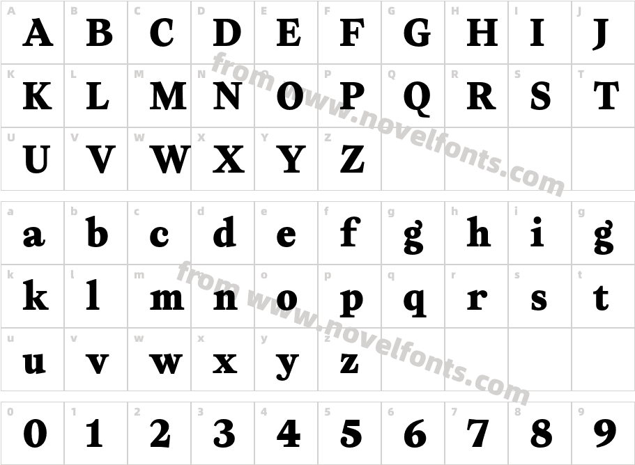 Timez Trial Readable BoldCharacter Map