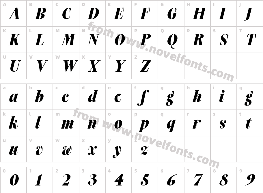 Timez Trial Strange Bold ItalicCharacter Map