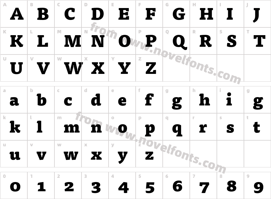 Tisa Pro BlackCharacter Map