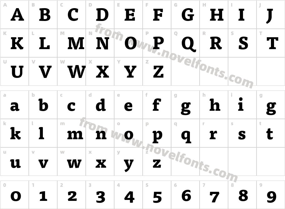 Tisa Pro XboldCharacter Map