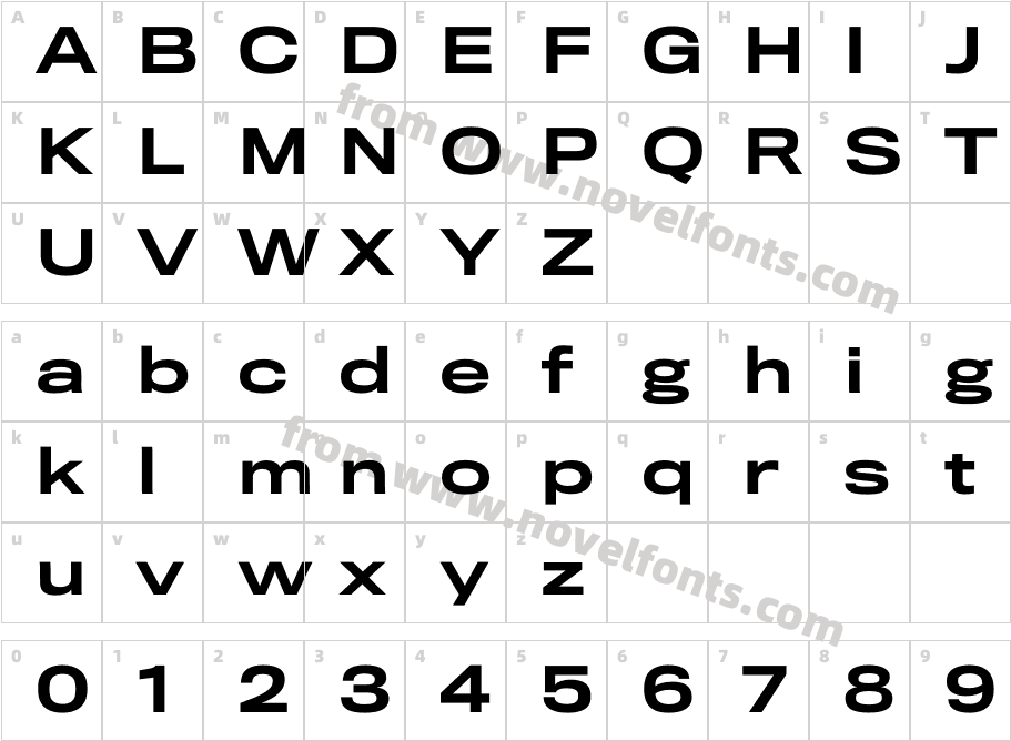 Titling GothicFB Wide MediumCharacter Map