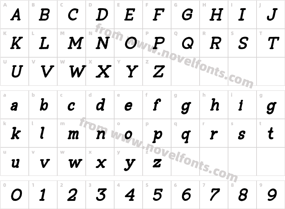 Tompkins Bold ItalicCharacter Map