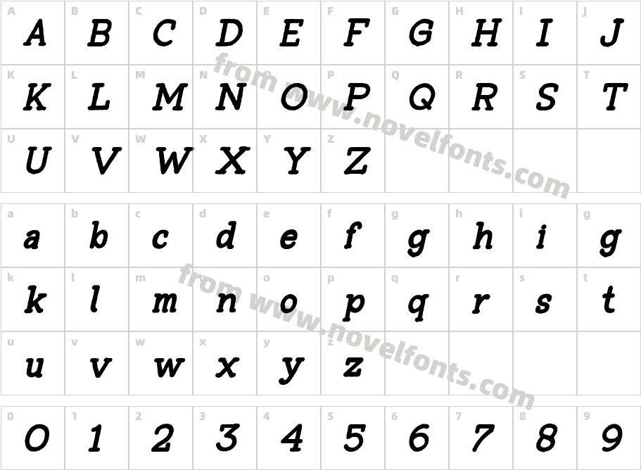 Tompkins Bold ItalicCharacter Map