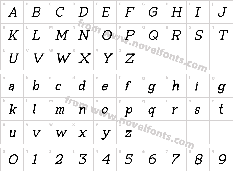 Tompkins ItalicCharacter Map