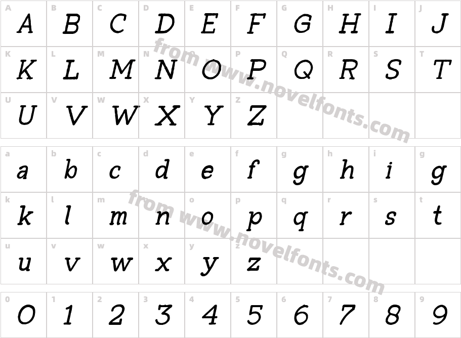 Tompkins ItalicCharacter Map