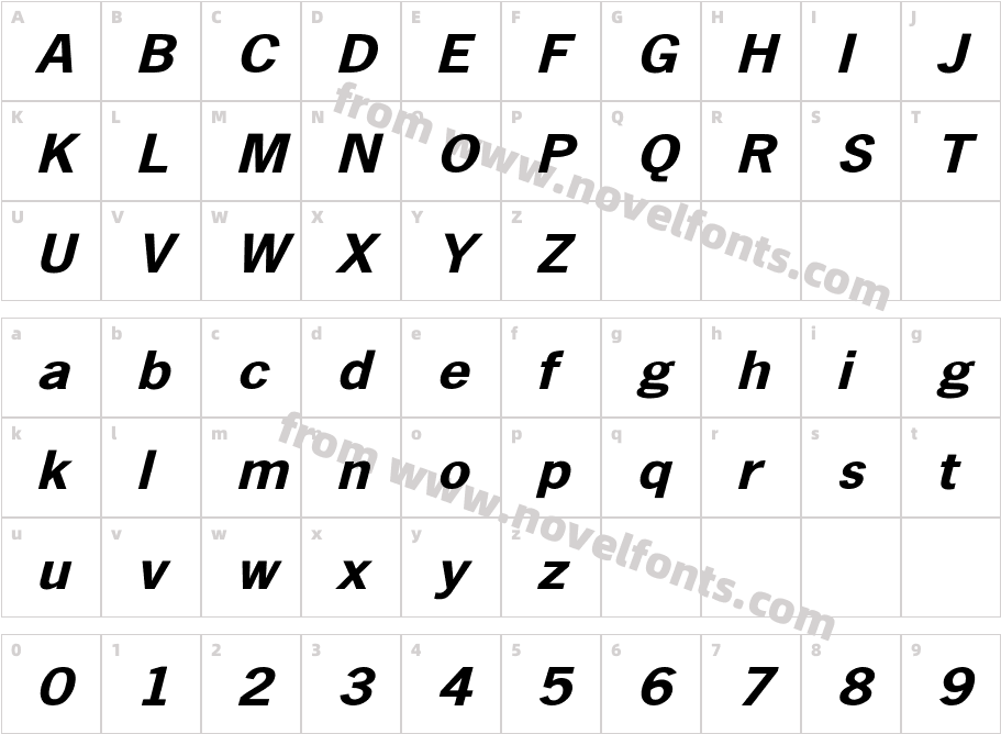 NewsGothicExtObCharacter Map