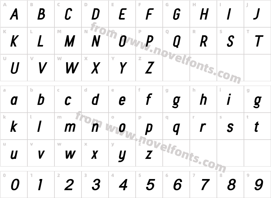 Tordoeska Bold ItalicCharacter Map
