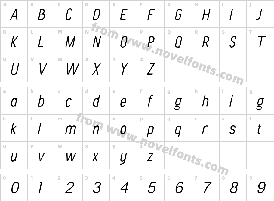 Tordoeska Thin ItalicCharacter Map