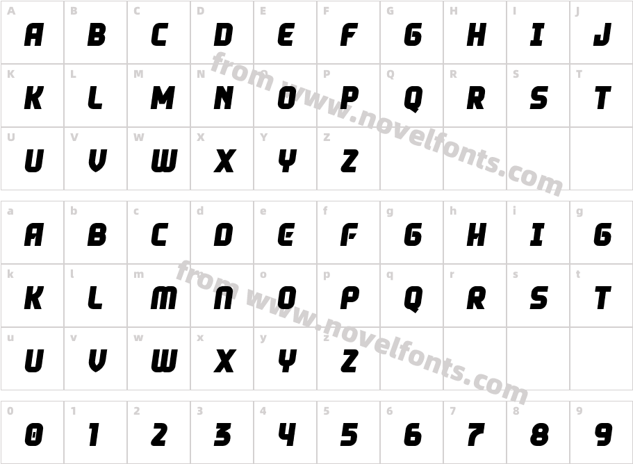 Toska Bold ItalicCharacter Map
