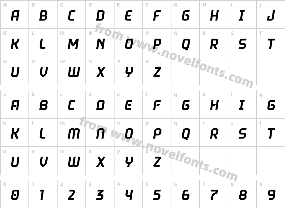 Toska ItalicCharacter Map