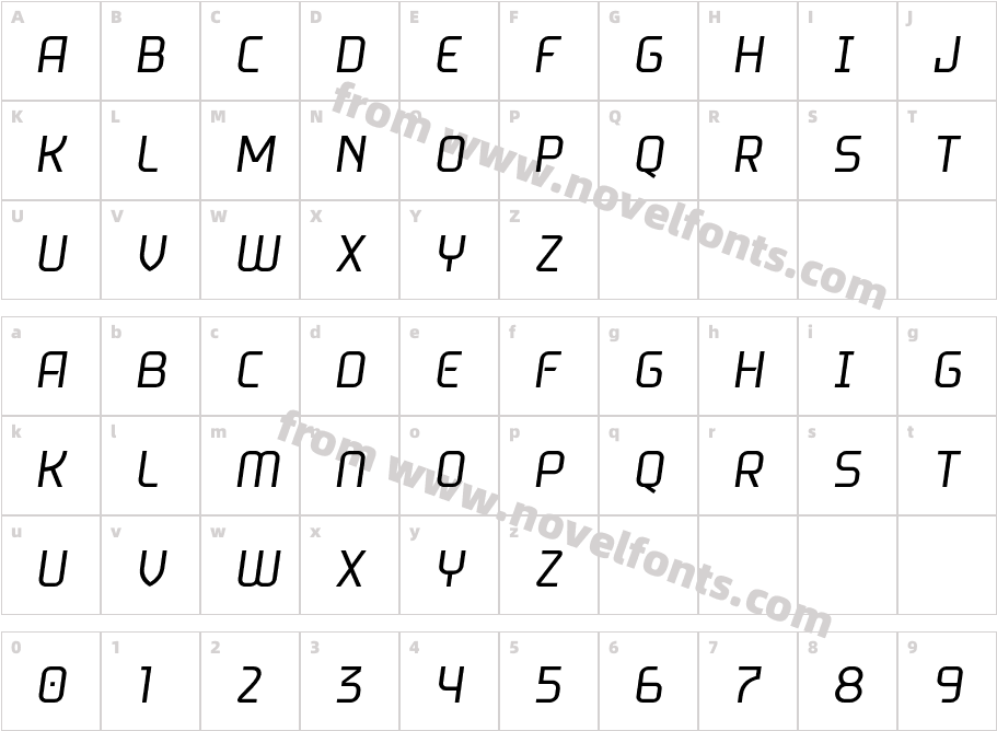 Toska Light ItalicCharacter Map