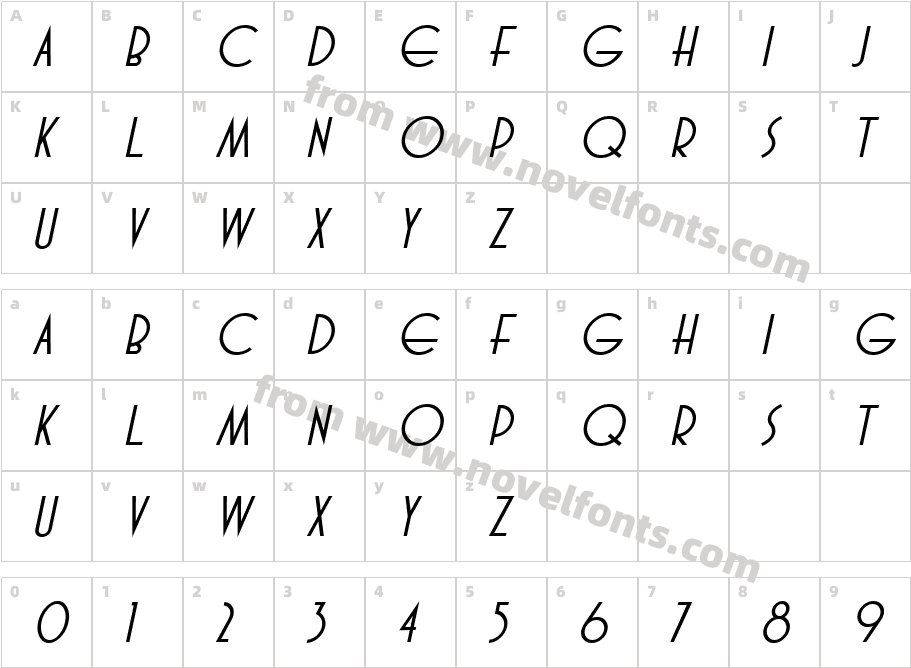 Totally Deco ObliqueJNLCharacter Map