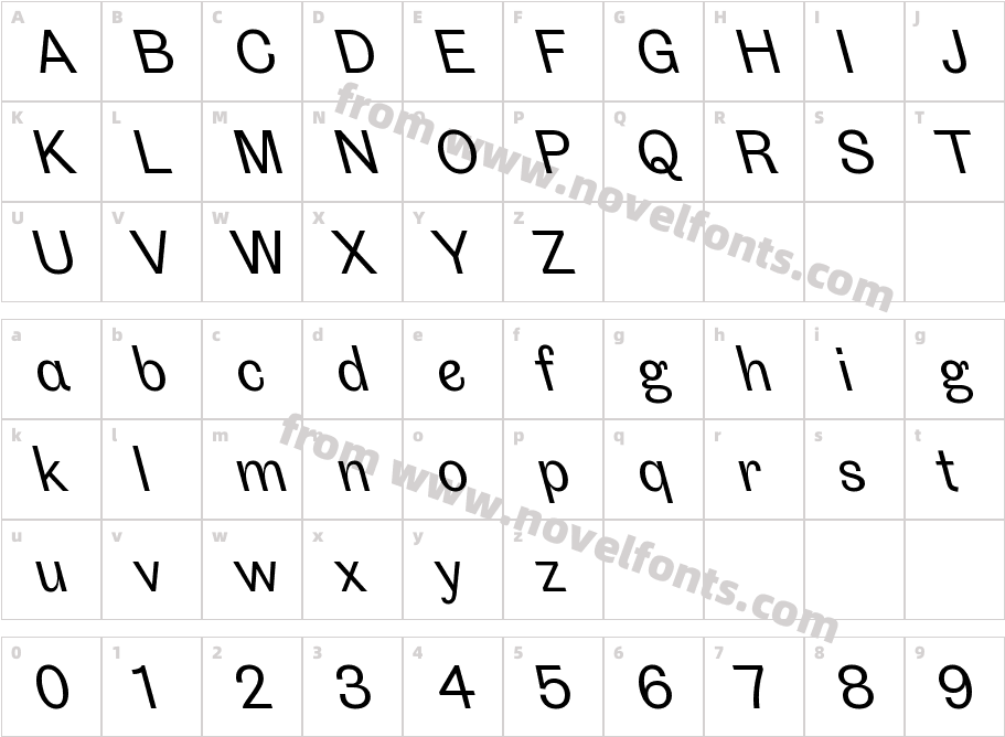 Touvlo BackslantCharacter Map