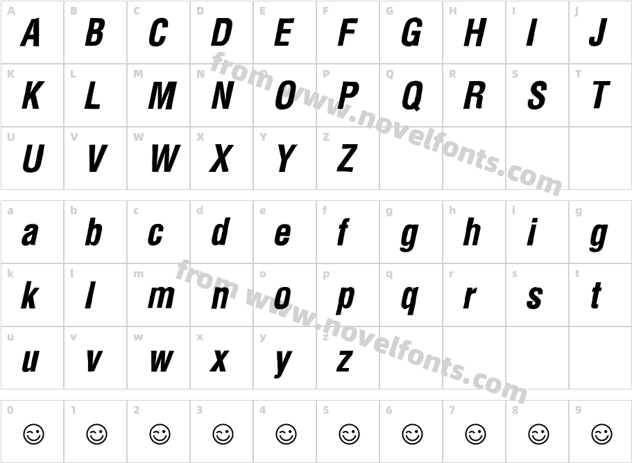 Newside FP ItalicCharacter Map