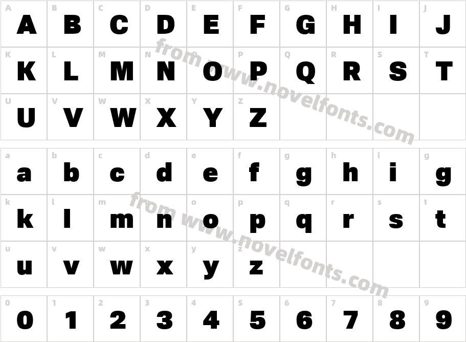 Trada Sans BlackCharacter Map